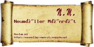 Neumüller Ménrót névjegykártya